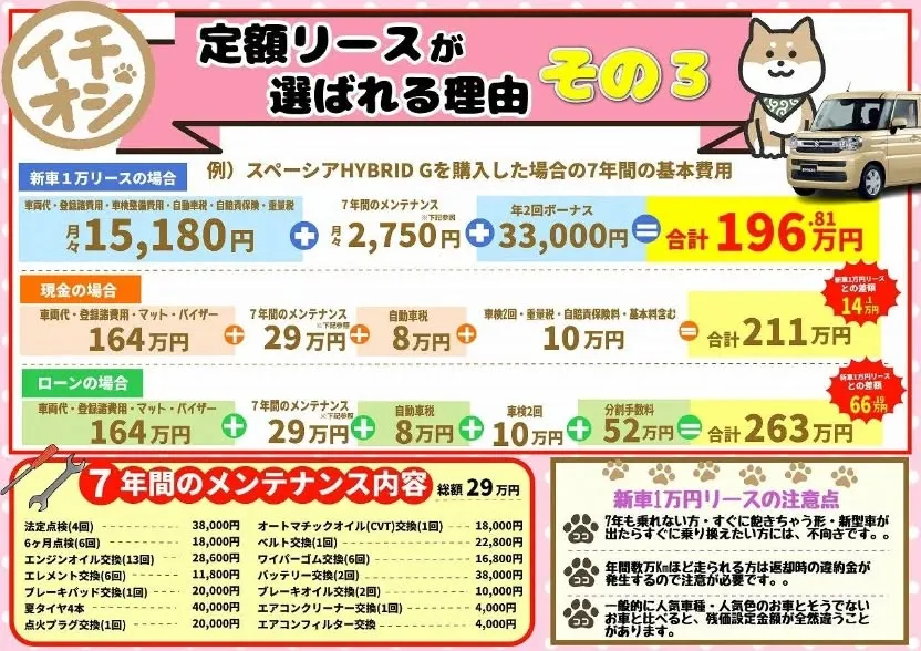 月々定額のカーリースはシンワにお任せ下さい😊